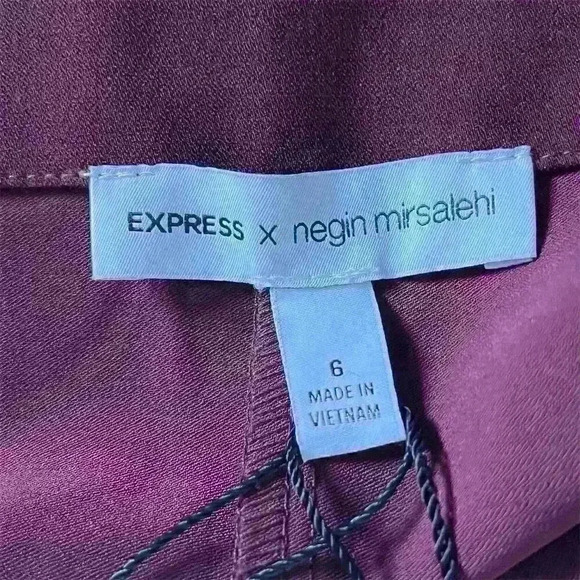 Express x Negin Mirsalehi Burgundy Jumpsuit Size 6 Wide Leg Crew Neck Women's - Picture 8 of 8